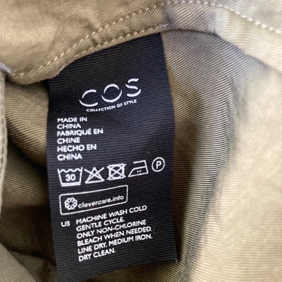 COS Wide Stand Up Collar Dress sz 4 Olive Green Lagenlook Minimalist Modern - Picture 7 of 10